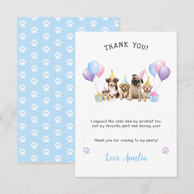 Cartão de agradecimento de festa de aniversário de (Frente/Verso)