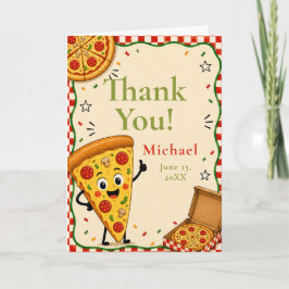 Cartão de Agradecimento de Festa de Pizza para Cri