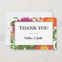 Cartão de agradecimento de flor de aquarela