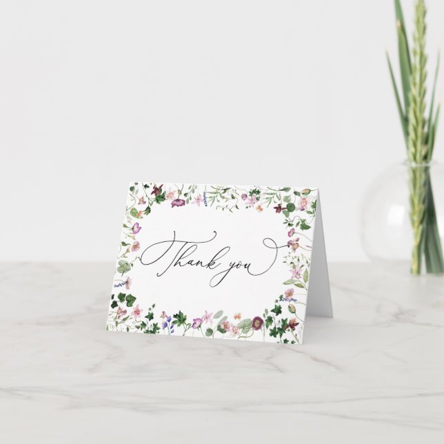 Cartão de Agradecimento de Flores de Aguarela Flor (Frente)
