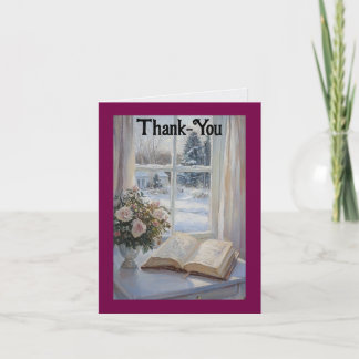 Cartão de Agradecimento de Flores e Livro Vintage