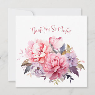Cartão de Agradecimento de Flores em Aquarela Past