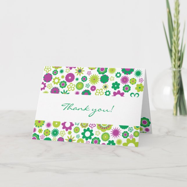 Cartão de Agradecimento de Flores Felizes (Frente)