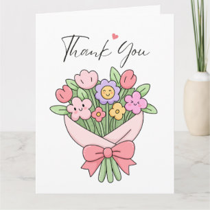 Cartão de Agradecimento de Flores Fofas