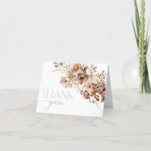 Cartão de agradecimento de flores marrons boho out