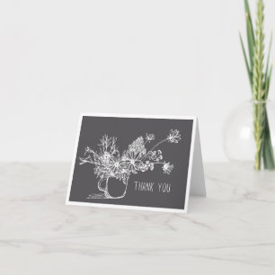 Cartão de agradecimento de flores no quadro negro