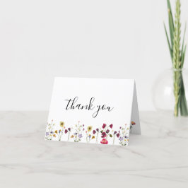 Cartão de Agradecimento de Flores Silvestres Boho