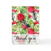 Cartão de agradecimento de folhas de palmeira em a