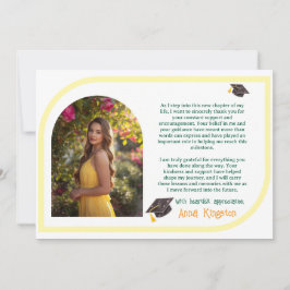 Cartão de agradecimento de formatura amarelo moder