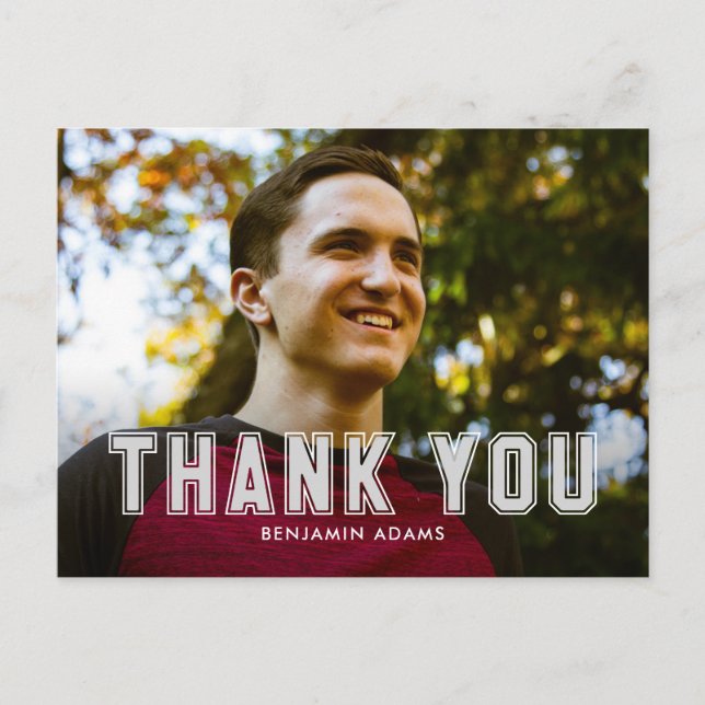 Cartão de agradecimento de formatura clássico univ (Frente)