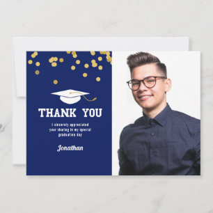 Cartão de Agradecimento de Formatura com Foto Conf