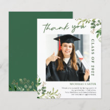 Cartão de agradecimento de formatura com foto de e