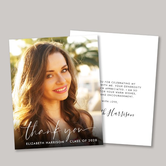 Cartão de Agradecimento de Formatura com Foto em S (Criador carregado)