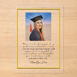 Cartão de agradecimento de formatura em acrílico c