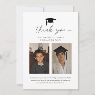 Cartão de Agradecimento de Formatura Então e Agora