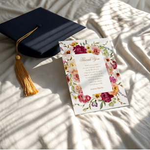 Cartão de Agradecimento de Formatura Floral de Pra