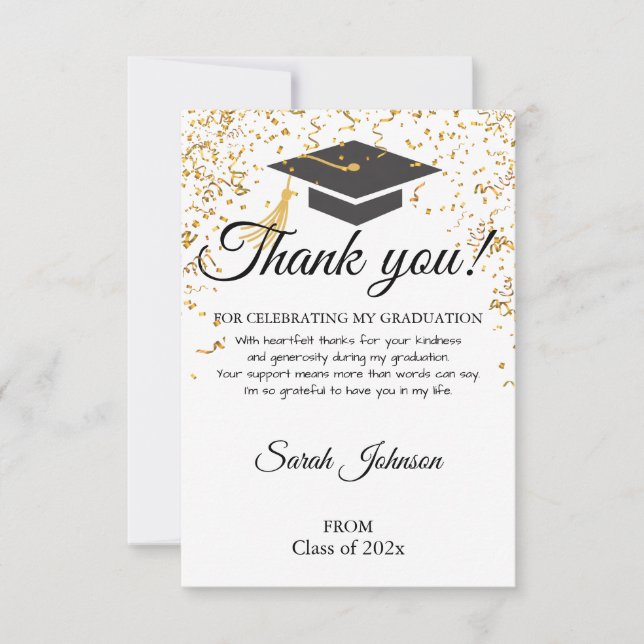 Cartão de Agradecimento de Formatura Simples Moder (Frente)