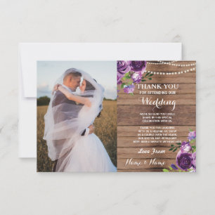 Cartão de Agradecimento de Foto Casamento Flores R
