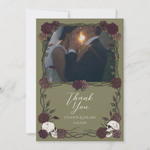 Cartão de Agradecimento de Foto com Caveira Floral