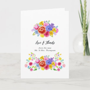 Cartão de Agradecimento de Foto com Festa Floral e