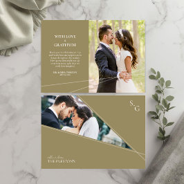 Cartão de agradecimento de foto com linhas moderna