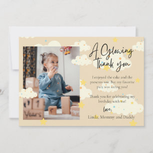 Cartão de agradecimento de foto de 1º aniversário