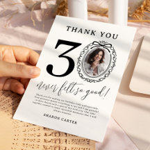 Cartão de agradecimento de foto de 30º aniversário