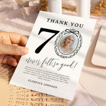 Cartão de agradecimento de foto de 70º aniversário