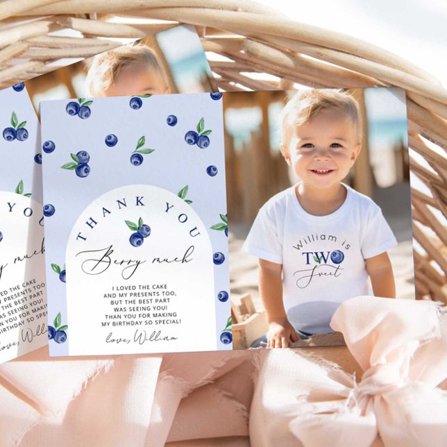 Cartão de agradecimento de foto de aniversário Blu (Criador carregado)