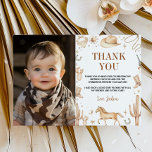 Cartão de Agradecimento de Foto de Aniversário Boh<br><div class="desc">Nossos cartões de agradecimento de aniversário Boho First Rodeo são a maneira perfeita de mostrar gratidão e apreço aos seus convidados por celebrarem com você. O design apresenta um layout festivo e colorido com espaço para uma mensagem personalizada ou uma nota de "agradecimento". Eles são perfeitos para enviar após a...</div>