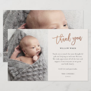 Cartão de agradecimento de foto de bebê com orçame