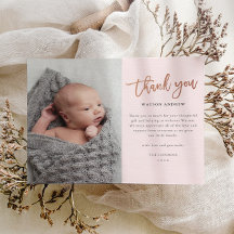 Cartão de Agradecimento de Foto de Bebê com Roteir
