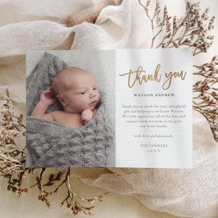Cartão de agradecimento de foto de bebê com script