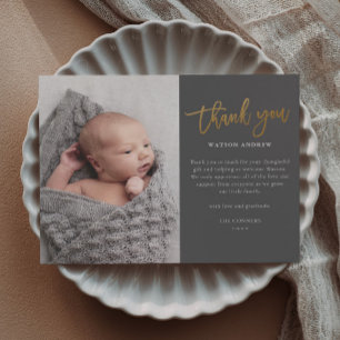 Cartão de agradecimento de foto de bebê com script