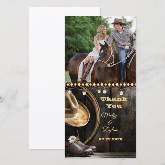 Cartão de agradecimento de foto de botas country c (Frente/Verso)