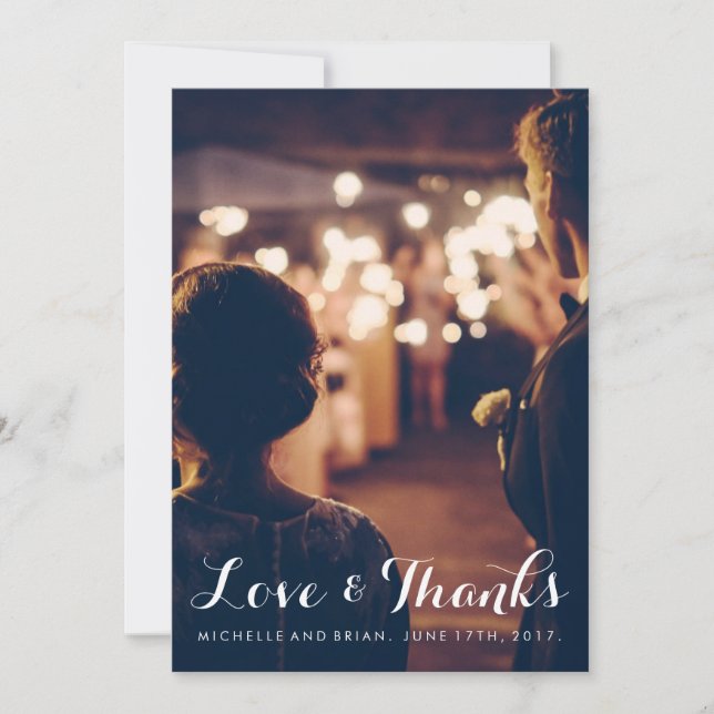 Cartão de Agradecimento de Foto de Casamento Amor  (Frente)