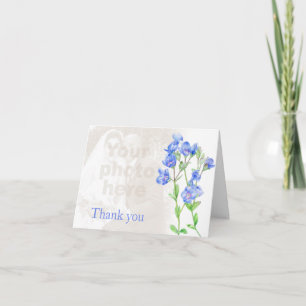 Cartão de agradecimento de foto de casamento azul