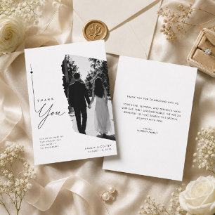 Cartão de Agradecimento de Foto de Casamento com B