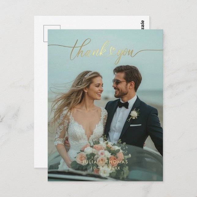 Cartão de Agradecimento de Foto de Casamento com C (Frente/Verso)