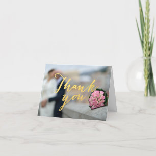 Cartão de Agradecimento de Foto de Casamento com G
