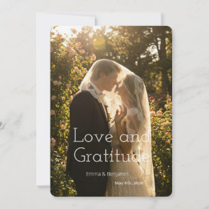 Cartão de Agradecimento de Foto de Casamento com L