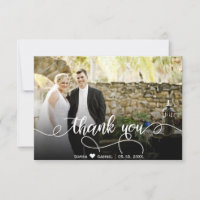 Cartão de Agradecimento de Foto de Casamento com L