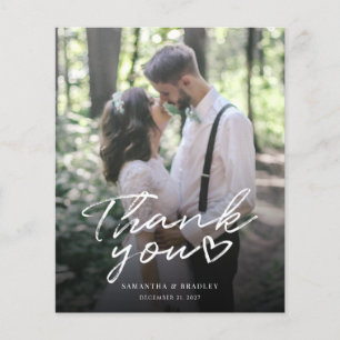 Cartão de Agradecimento de Foto de Casamento com L
