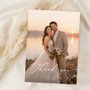 Cartão de Agradecimento de Foto de Casamento com L