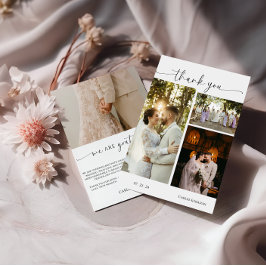 Cartão de Agradecimento de Foto de Casamento com L
