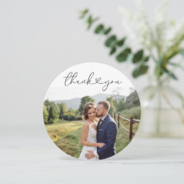 Cartão de Agradecimento de Foto de Casamento com L