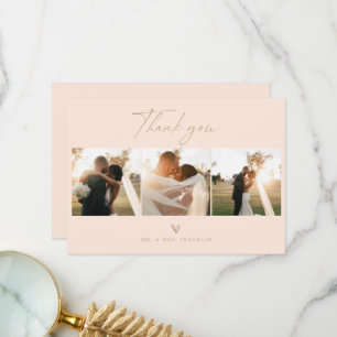 Cartão de Agradecimento de Foto de Casamento com L