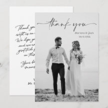 Cartão de Agradecimento de Foto de Casamento com R