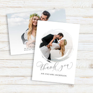 Cartão de agradecimento de foto de casamento com r