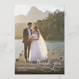 Cartão de Agradecimento de Foto de Casamento com S